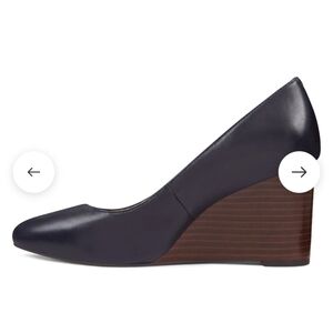Nine West Navy Leather Wedges